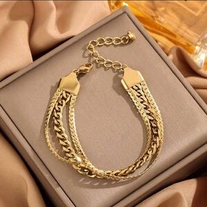 Gold Plated Stainless Steel 1pc Layered Bracelet